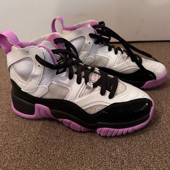Jordan Kids High-Top Sneakers - Black White and Purple